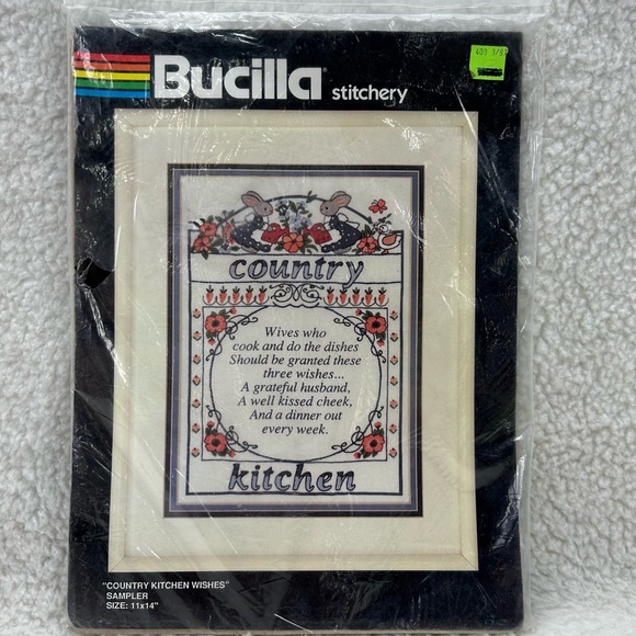 Bucilla #40220 Country Kitchen Wishes Sampler Embroidery Kit Granny Boho NEW 14" - Picture 1 of 9